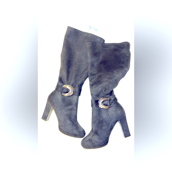 8.5 suede calf boot with inside zipper black - Picture 1 of 3